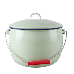 老式搪瓷汤桶 米缸 猪油桶 带盖盆 搪瓷汤锅 水桶 熬药锅手提锅