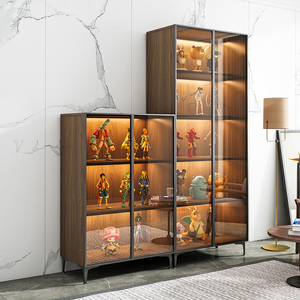 家用陈列柜靠墙客厅展示柜现代简约玻璃门手办柜家用收藏储物柜子