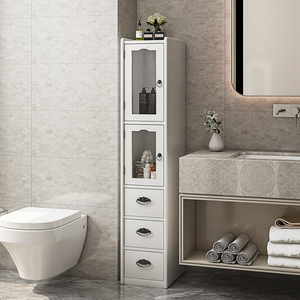 实木浴室边柜窄柜卫生间收纳柜角柜马桶落地侧柜洗手间立柜储物柜