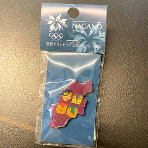 1998长野冬奥会 奥运 官方 地图 吉祥物 纪念 徽章 pin 紫色 全新