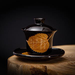 吉州窑木叶天目盏手工茶杯盖碗景德镇陶瓷三才碗家用复古高端茶杯