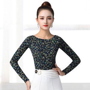丹宝罗摩登舞上衣女长袖春秋交谊舞舞服国标舞华尔兹练功服跳舞衣