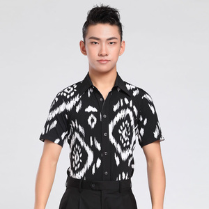 丹宝罗成人拉丁舞衣上衣夏短袖新款摩登舞男成人舞蹈练功服国标舞