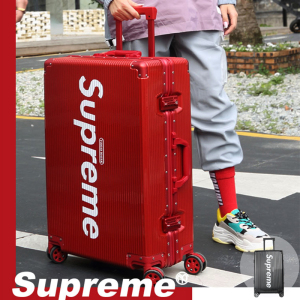 supreme nyc箱子行李箱女红色结婚陪嫁拉杆箱铝框万向轮旅行箱女