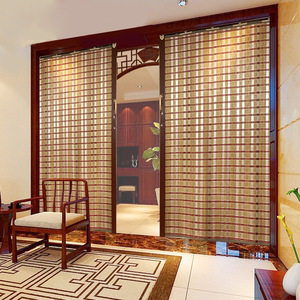 竹帘隔断推拉门窗帘遮光卷帘遮阳商铺竹帘门简易折叠门家用屏风帘