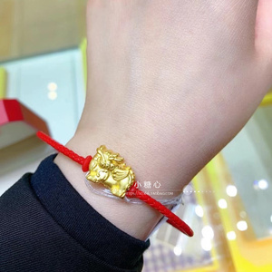 香港周大福专柜正品999足金纳福麒麟黄金转运珠本命年手链