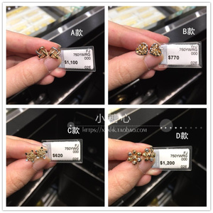香港周大福专柜18k玫瑰金黄金白金彩金耳钉雪花心形迷你k金小耳钉