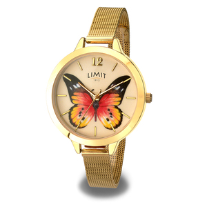 limit秘密花园系列 手绘印花蝴蝶表盘女表时尚米兰表带腕表女手表