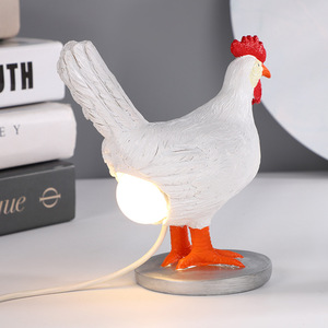 跨境创意公鸡灯USB台灯小夜灯下蛋可拆卸鸡鸡蛋灯树脂工艺品摆件
