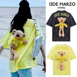 李汶翰李一桐同款13demarzo笑脸smiley联名背后立体小熊t恤女短袖