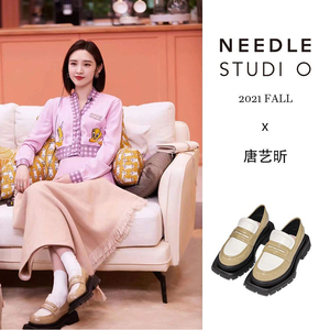 唐艺昕同款needle studio方头软底厚底松糕圆头乐福单鞋女2021新
