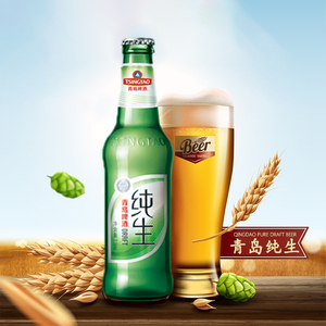 青岛啤酒纯生啤酒青岛小瓶纯生啤酒316ml*24瓶小支整箱装日期新鲜