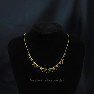 奈斯美学珠宝 18k金简约气质颈链 意大利进口蕾丝金双层公主项链