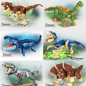 侏罗纪积木恐龙世界公园苍龙迅猛龙霸王龙暴虐龙儿童男孩拼装玩具