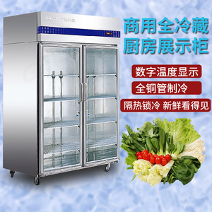 广东星星格林斯达展示柜冷藏双门玻璃商用立式厨房冰箱保鲜不锈钢