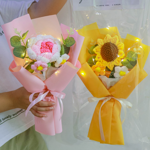 教师节针织向日葵毛线小花束送老师幼儿园生日礼物实用三八妇女节