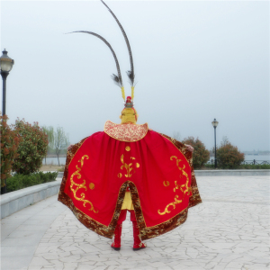 孙悟空虎皮披风齐天大圣斗篷美猴王双层红黄色金边大披风齐鲁唛娇