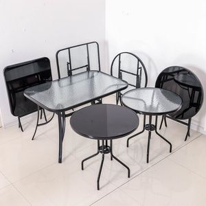 户外休闲室内外玻璃桌椅组合办公家用折叠茶几咖啡餐桌棋牌麻将椅