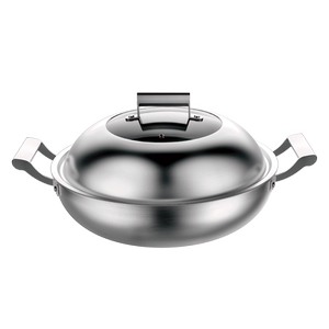 顺发36cm蜜厨炒锅304不锈钢锅不粘锅商用无涂层不生锈电磁炉通用