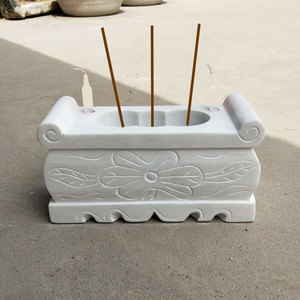 汉白玉石香炉户外墓地前祭拜祠堂家用供奉青石坟前烧香炉石头供桌