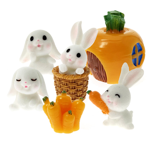 迷你胡萝卜兔子蛋糕装饰摆件 小白兔房子情景烘焙配件 可爱动物
