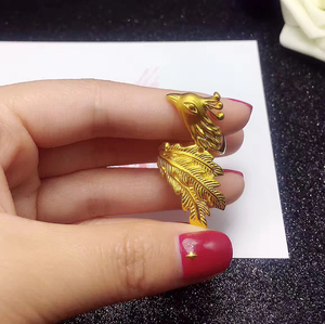 3d硬金黄金凤凰戒指999足金时尚女款孔雀戒指食指戒结婚戒子送礼