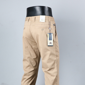 高档休闲裤男士直筒纯棉耐磨商务西裤百搭上班长裤子中青年工装裤