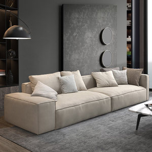 直排奶咖色免洗科技布布艺沙发豆腐块客厅组合极简意式奶油系沙发