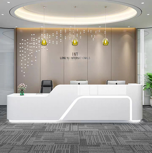 简约现代烤漆弧形前台柜售楼部物业公司接待桌培训机构服务收银台