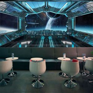 3D立体延伸空间太空舱墙纸实验室教室壁画酒吧KTV游戏室科幻壁纸
