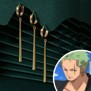 小众索隆耳坠925纯银耳环海贼王同款耳钉 三耳洞索罗耳扣动漫潮流