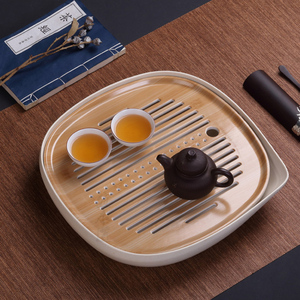 touch miss家用日式仿瓷功夫茶盘茶具托盘小型储水茶台茶海沥水盘