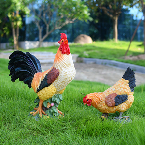 户外太阳能发光仿真公鸡雕塑摆件农场庭院花园母鸡动物模型装饰品