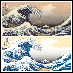 日式墙纸和风浮世绘日本古代风格壁纸古典壁画寿司店料理店海浪图