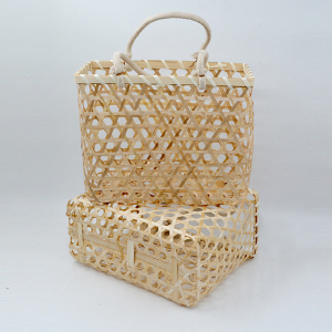 手工竹编制品方形端午节粽子篮礼盒家用果盘水果篮手提收纳筐小篮