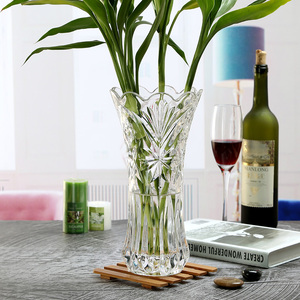 中号富贵竹百合透明玻璃花瓶竹子插花餐厅客厅现代欧式简约水培