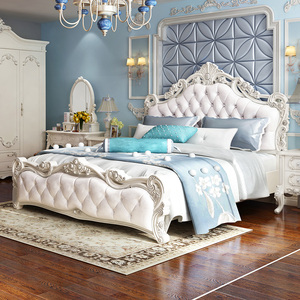 欧式床双人床现代简约主卧室奢华实木床法式大婚床白色女孩公主床