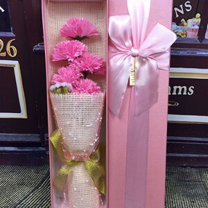 母亲节礼物康乃馨香皂花3朵5朵玫瑰花束礼盒生日礼物送妈妈老师