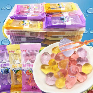 网红爆爆珠混合水果味夹心冻吃果冻带叉独立袋装高颜值休闲小零食