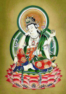 定制如意轮观音菩萨画像相纸塑封水晶摆台卷轴挂画唐卡佛像画框式