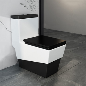 家用卫生间彩黑色普通马桶静音节水坐便器防臭抽水座便厕卫浴方形