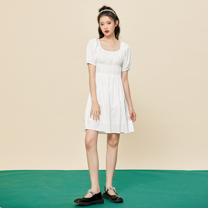 ief/爱依服白色连衣裙2021年夏季新款潮公主风收腰显瘦休闲初恋裙