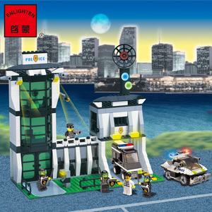 启蒙拼装积木玩具益智颗粒拼插儿童益智警察系列防爆警察局129