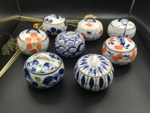 日式陶瓷餐具日式蒸蛋盅手绘青花瓷创意复古蒸碗隔水燕窝炖盅球钵
