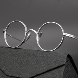 木川日本复古文艺纯钛眼镜框男款超轻小圆框女可配近视度数眼睛架