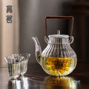 玻璃花茶壶套装带过滤泡菊花茶专用茶具提梁壶电陶炉煮茶壶烧水壶