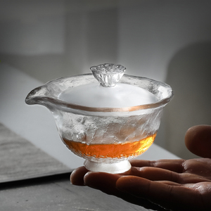 古法冰冻烧琉璃盖碗功夫茶泡茶杯纯手工茶具单个茶碗手抓壶不烫手