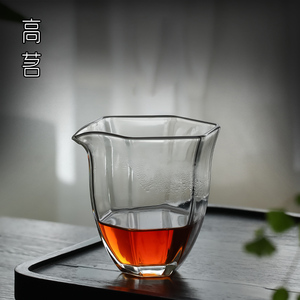 网红六角公道杯玻璃透明公杯小号200ML公平杯加厚手工日式分茶器