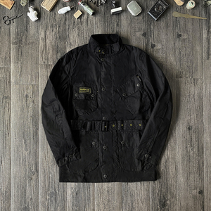授权现货 barbour international 黑色4袋款立领机车夹克外套复古