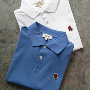 eraldo英国高级男装kc玫瑰花盐缩工艺珠地网眼翻领t恤男polo衫夏